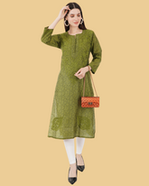 IKKAT STRAIGHT CHIKANKARI KURTA