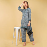 CREPE STRAIGHT CHIKANKARI COORD SET