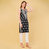 SLEEVELESS CHIKANKARI KURTA