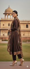 VELVET SUIT WITH PRINTED DUPATTA