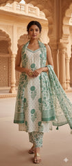 Sleeveless Cotton Suit in Floral Print