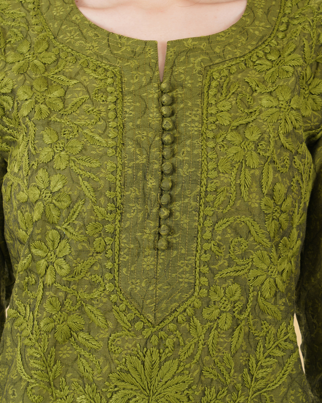 IKKAT STRAIGHT CHIKANKARI KURTA