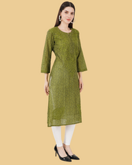 IKKAT STRAIGHT CHIKANKARI KURTA
