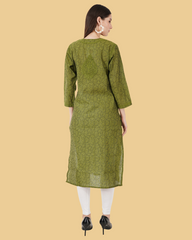 IKKAT STRAIGHT CHIKANKARI KURTA