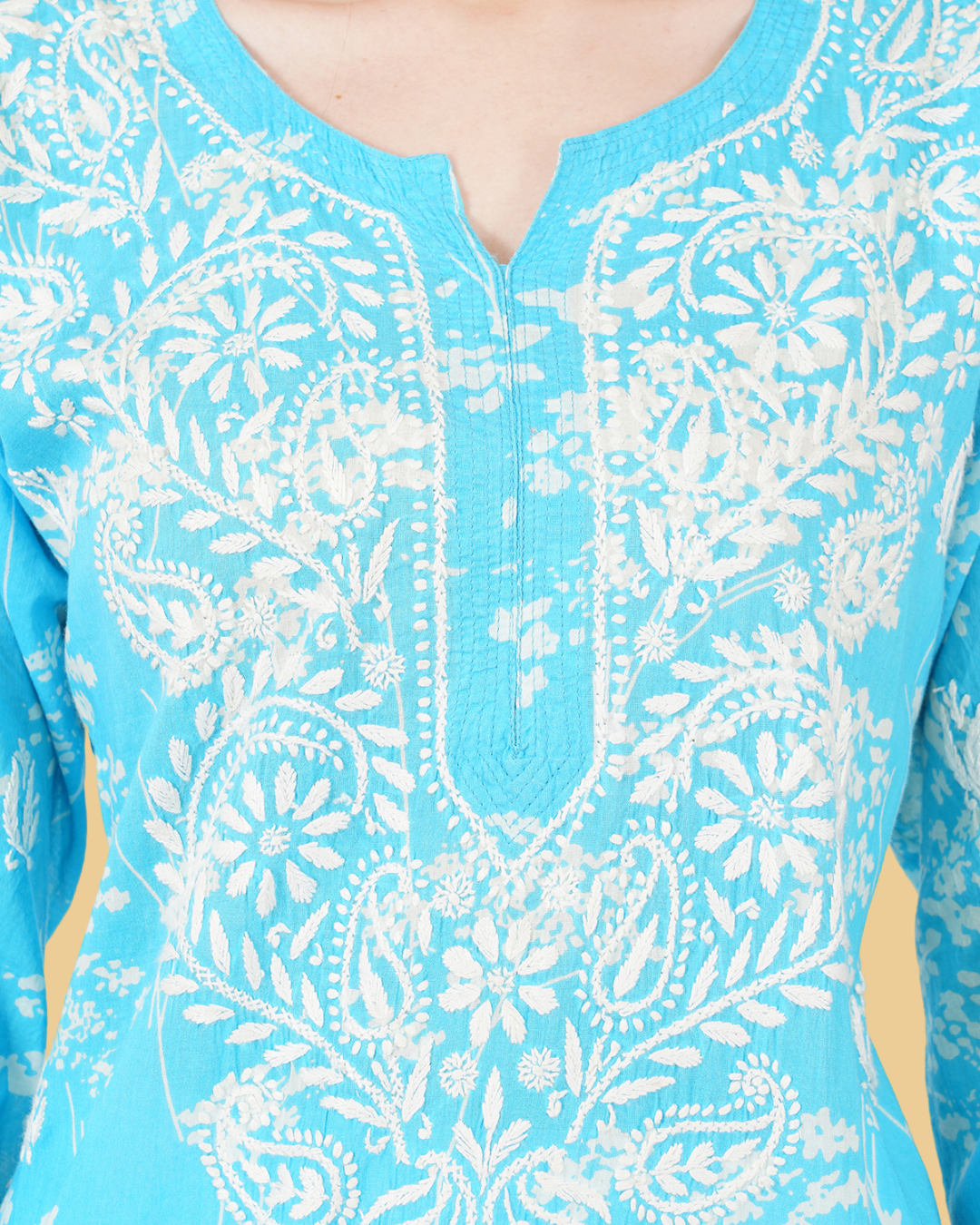 PRINTED STRAIGHT CHIKANKARI KURTA