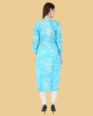 PRINTED STRAIGHT CHIKANKARI KURTA