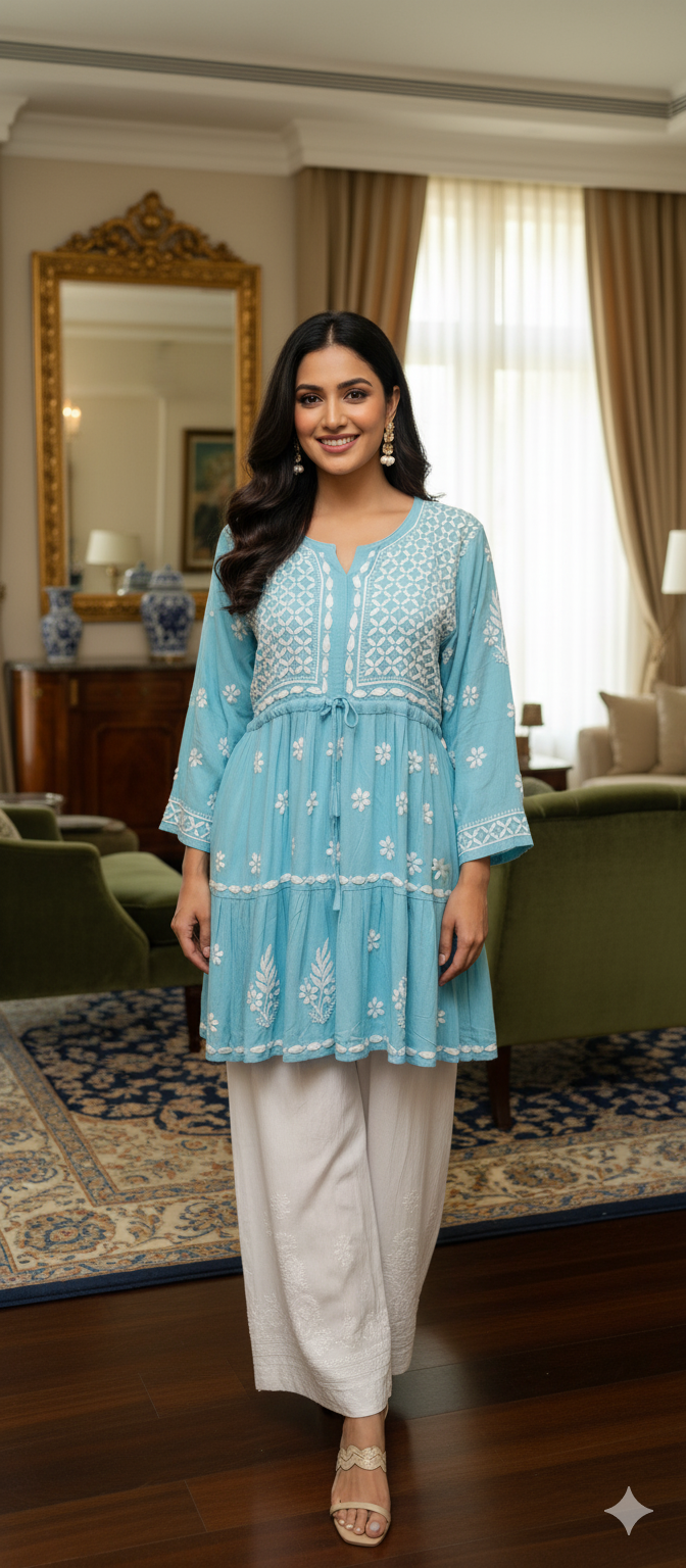 Peplum Modal Chikankari Top