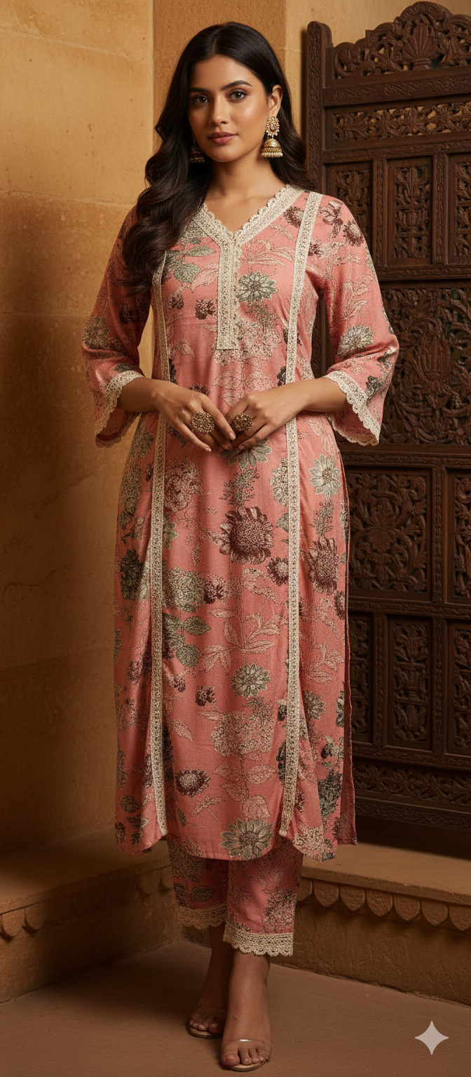 Pure Cotton Coord Set in Floral Print