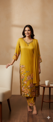 Yellow Suit with Floral Print
