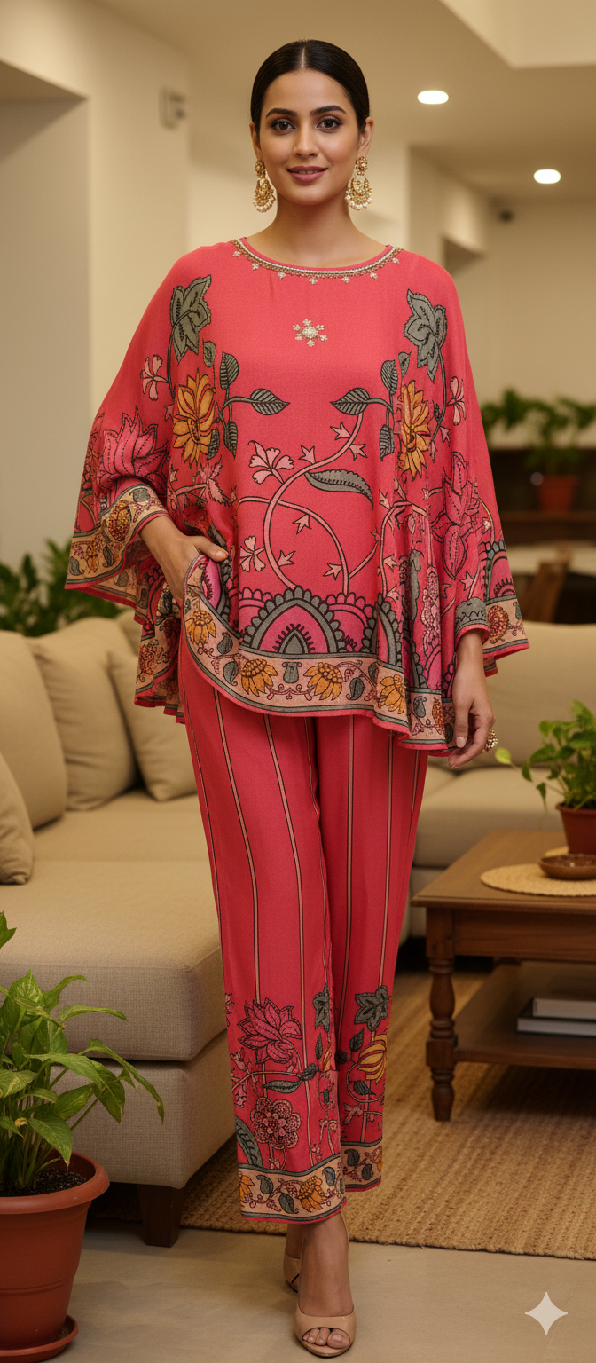 COORD SET IN PONCHO CUT