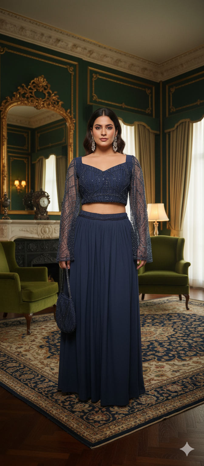 Beaded Blouse and Skirt