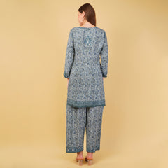 CREPE STRAIGHT CHIKANKARI COORD SET