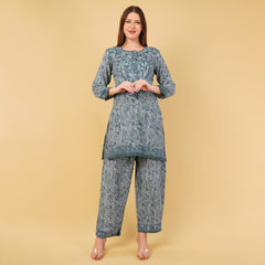 CREPE STRAIGHT CHIKANKARI COORD SET