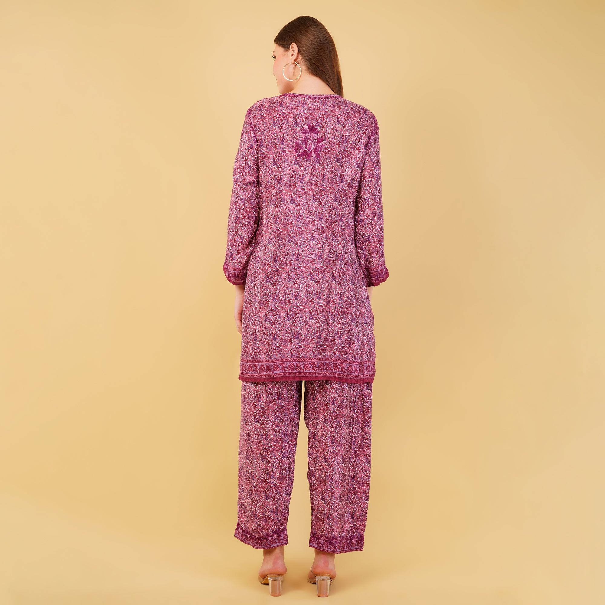CREPE STRAIGHT CHIKANKARI COORD SET