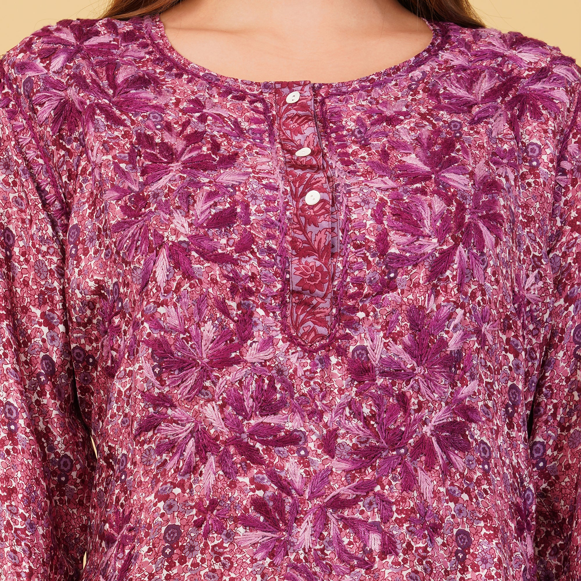 CREPE STRAIGHT CHIKANKARI COORD SET