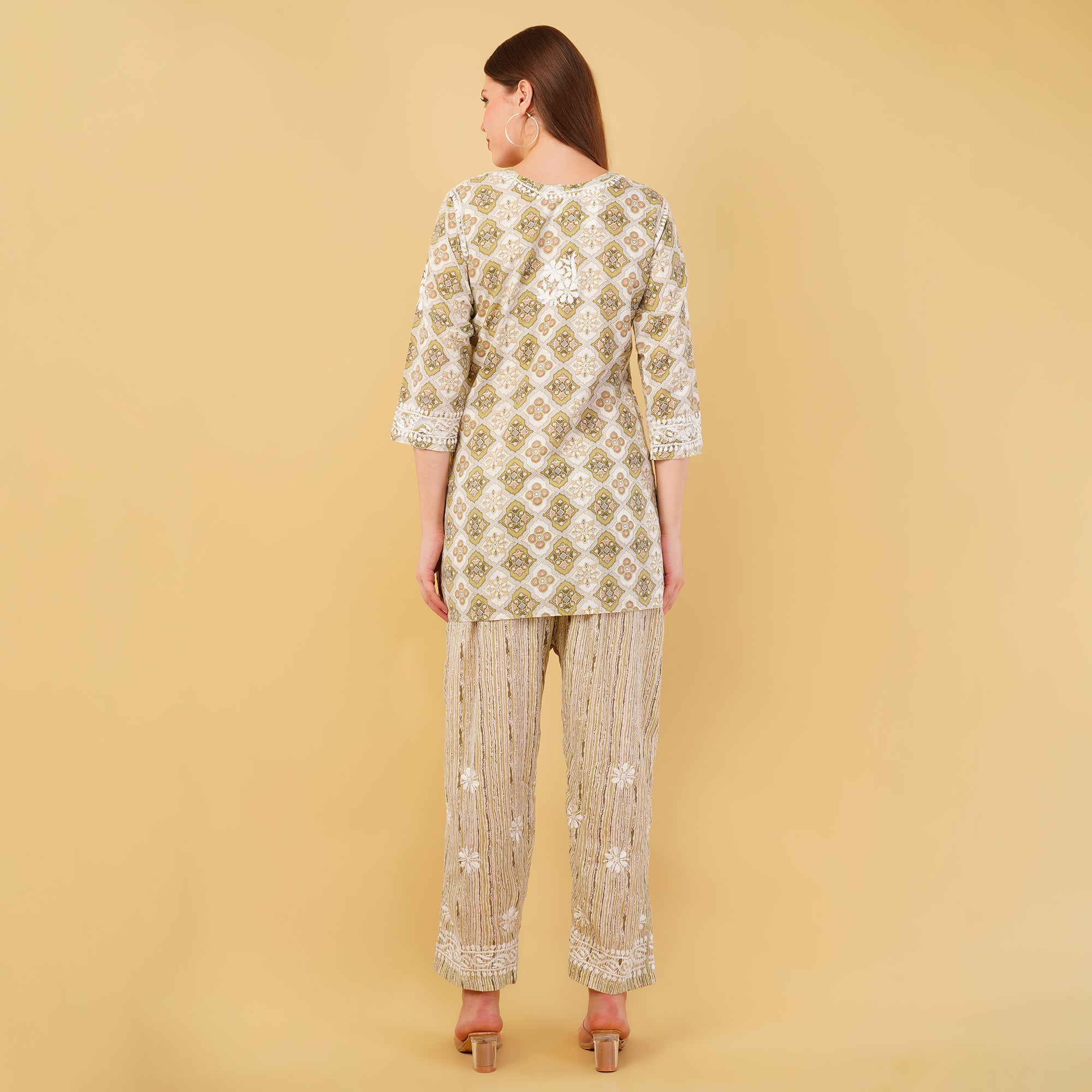 PRINTED COTTON CHIKANKARI COORD SET