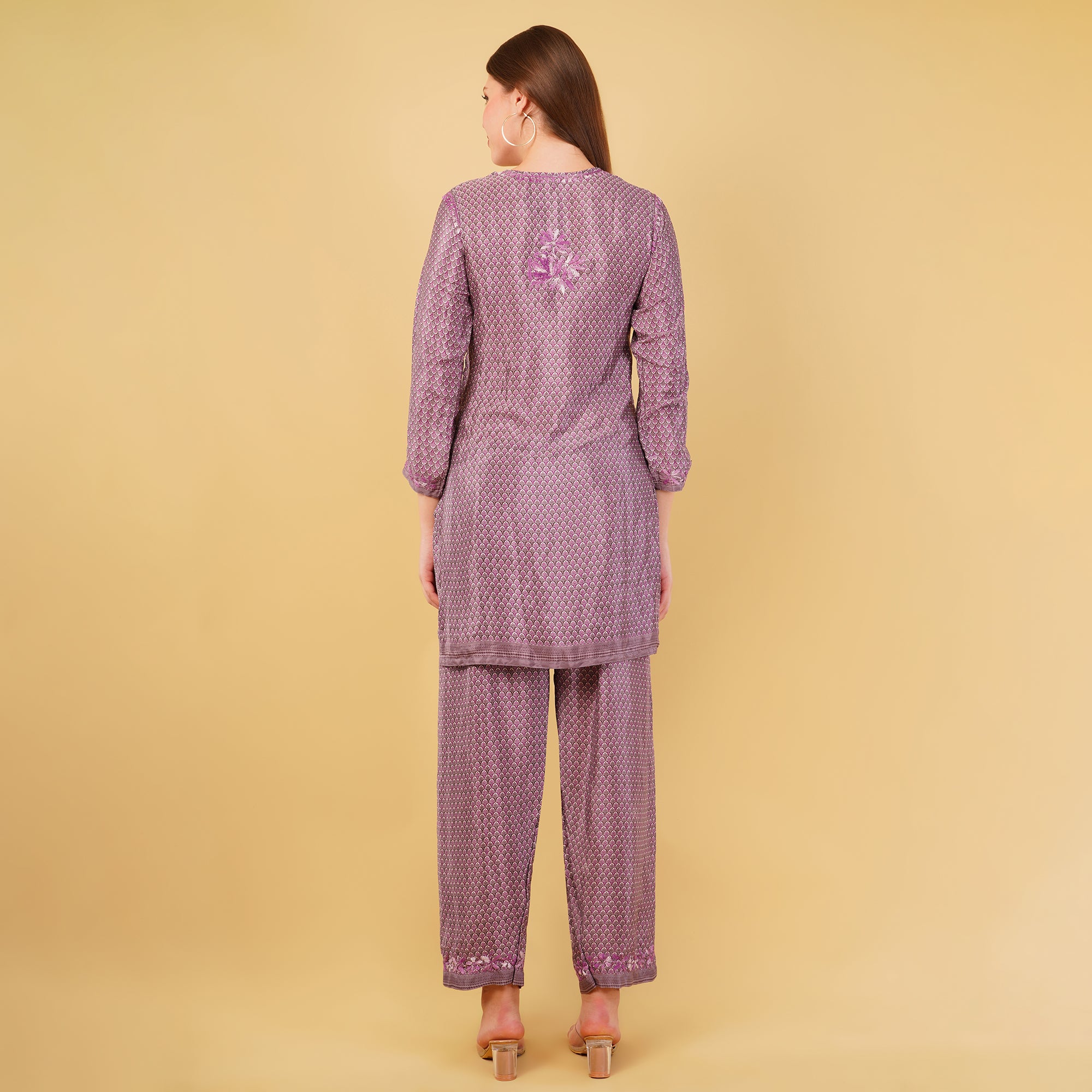 CREPE STRAIGHT CHIKANKARI COORD SET
