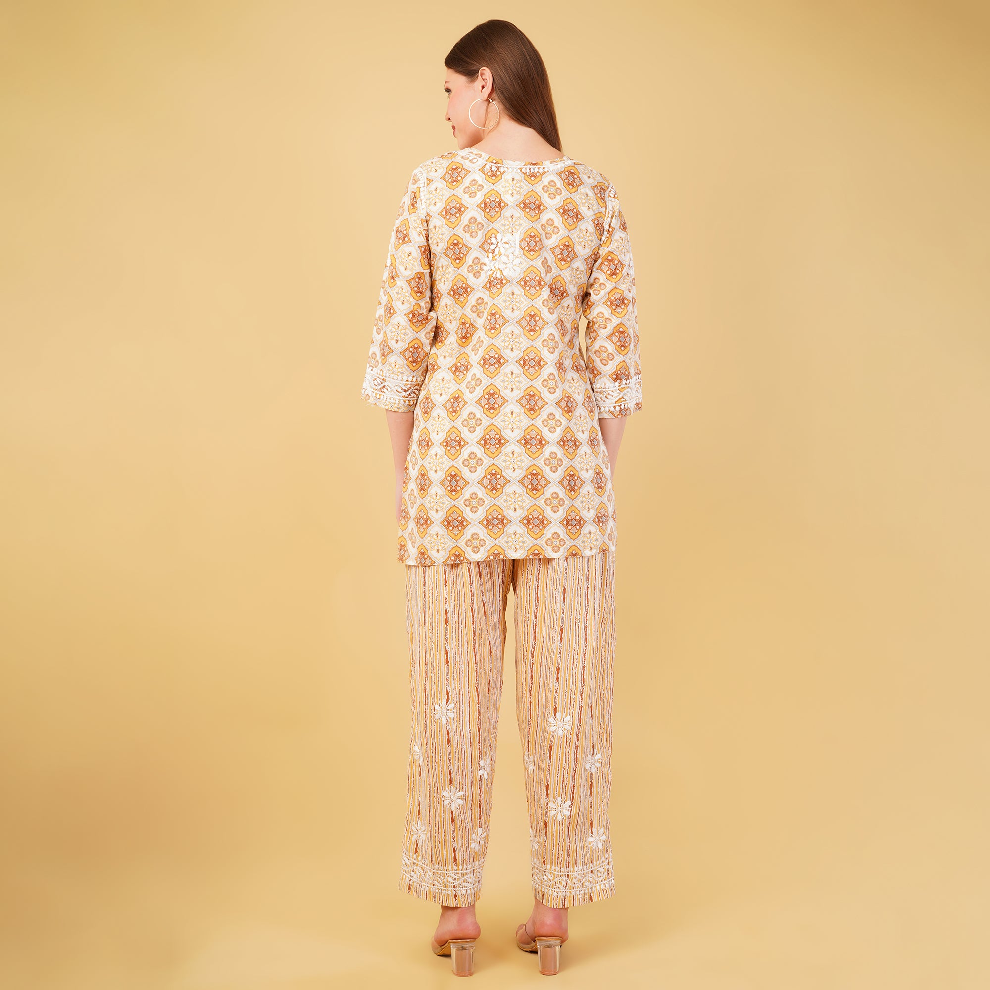 PRINTED COTTON CHIKANKARI COORD SET