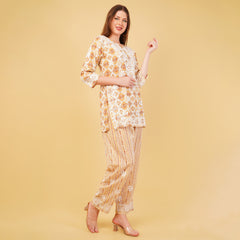 PRINTED COTTON CHIKANKARI COORD SET