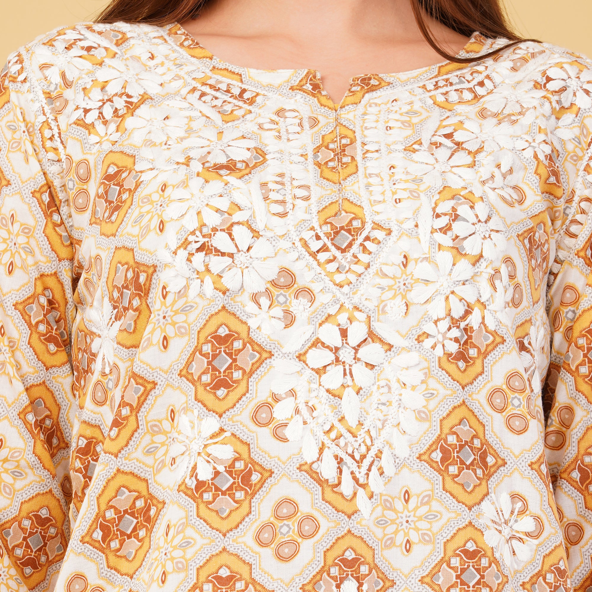 PRINTED COTTON CHIKANKARI COORD SET