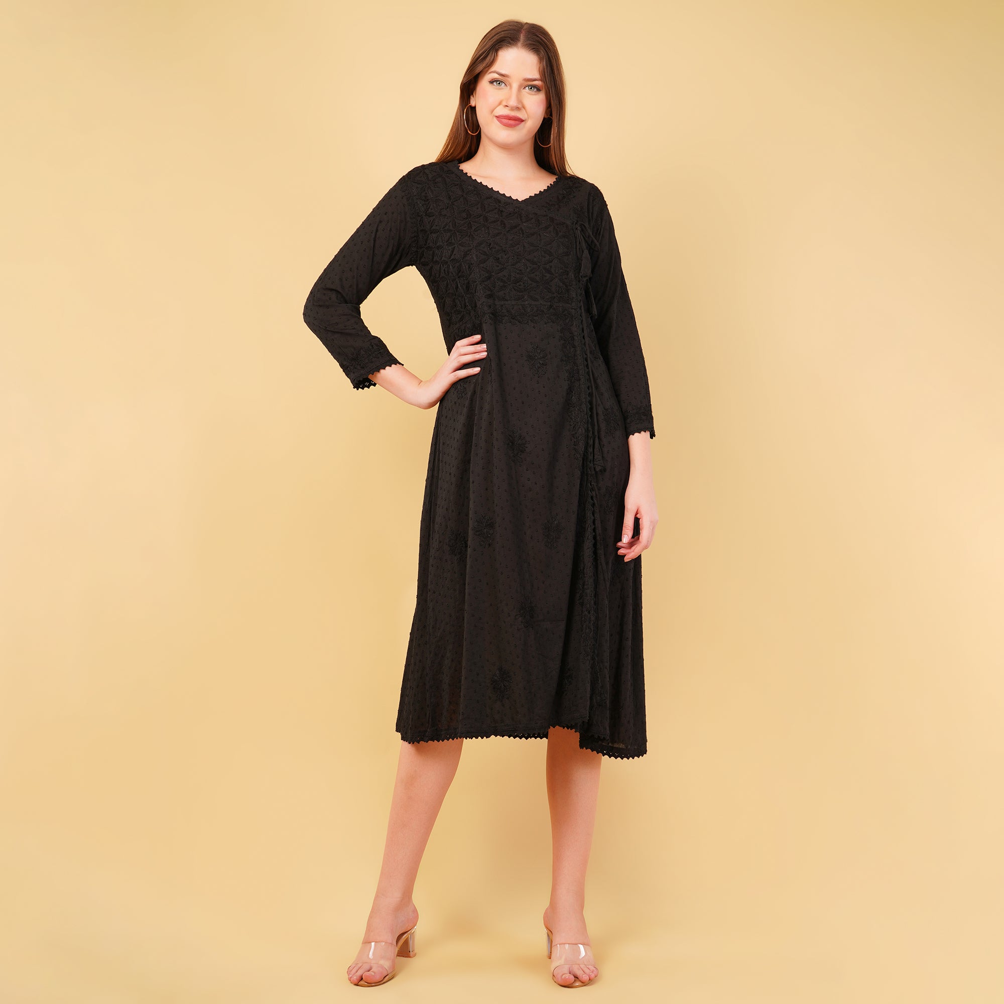 ANGRAKHA CHIKANKARI A-LINE DRESS