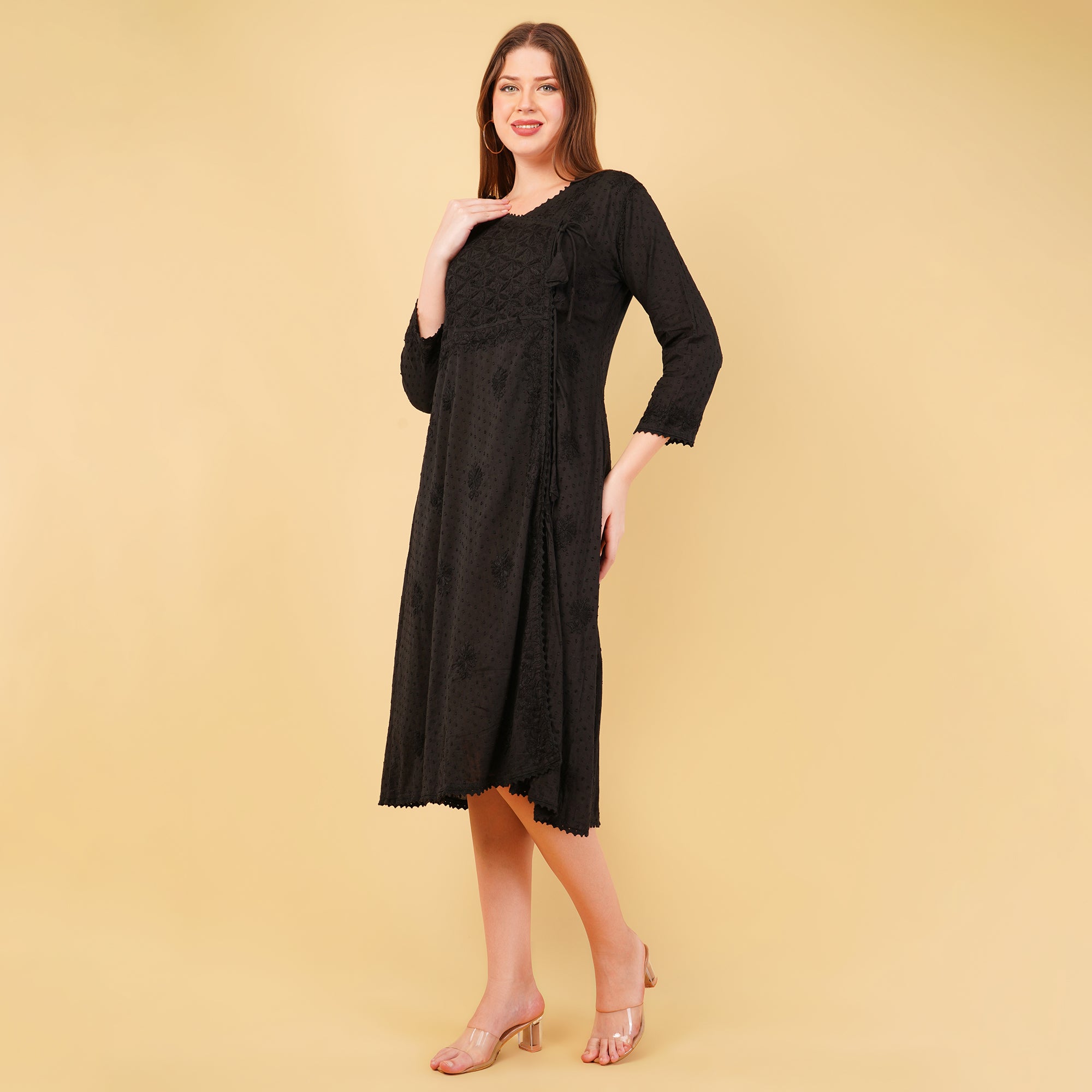ANGRAKHA CHIKANKARI A-LINE DRESS