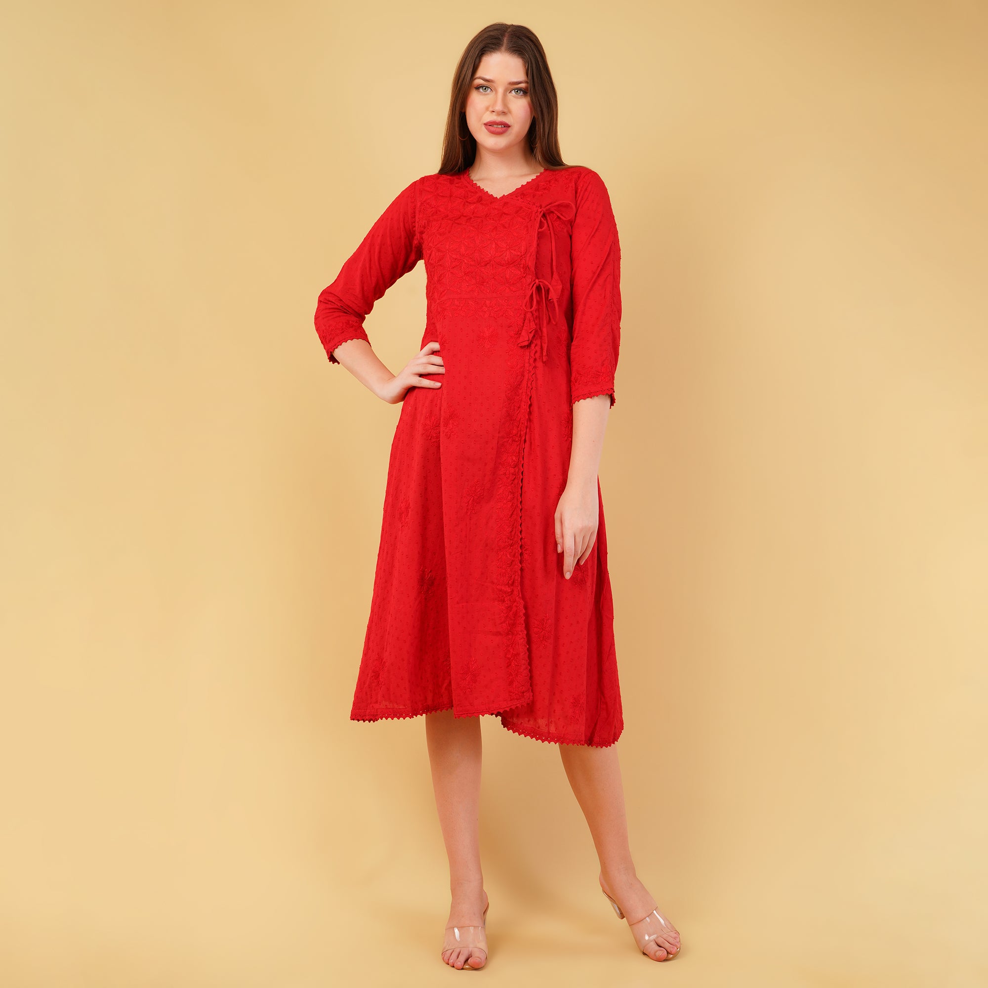 ANGRAKHA CHIKANKARI A-LINE DRESS