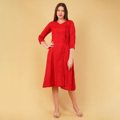 ANGRAKHA CHIKANKARI A-LINE DRESS