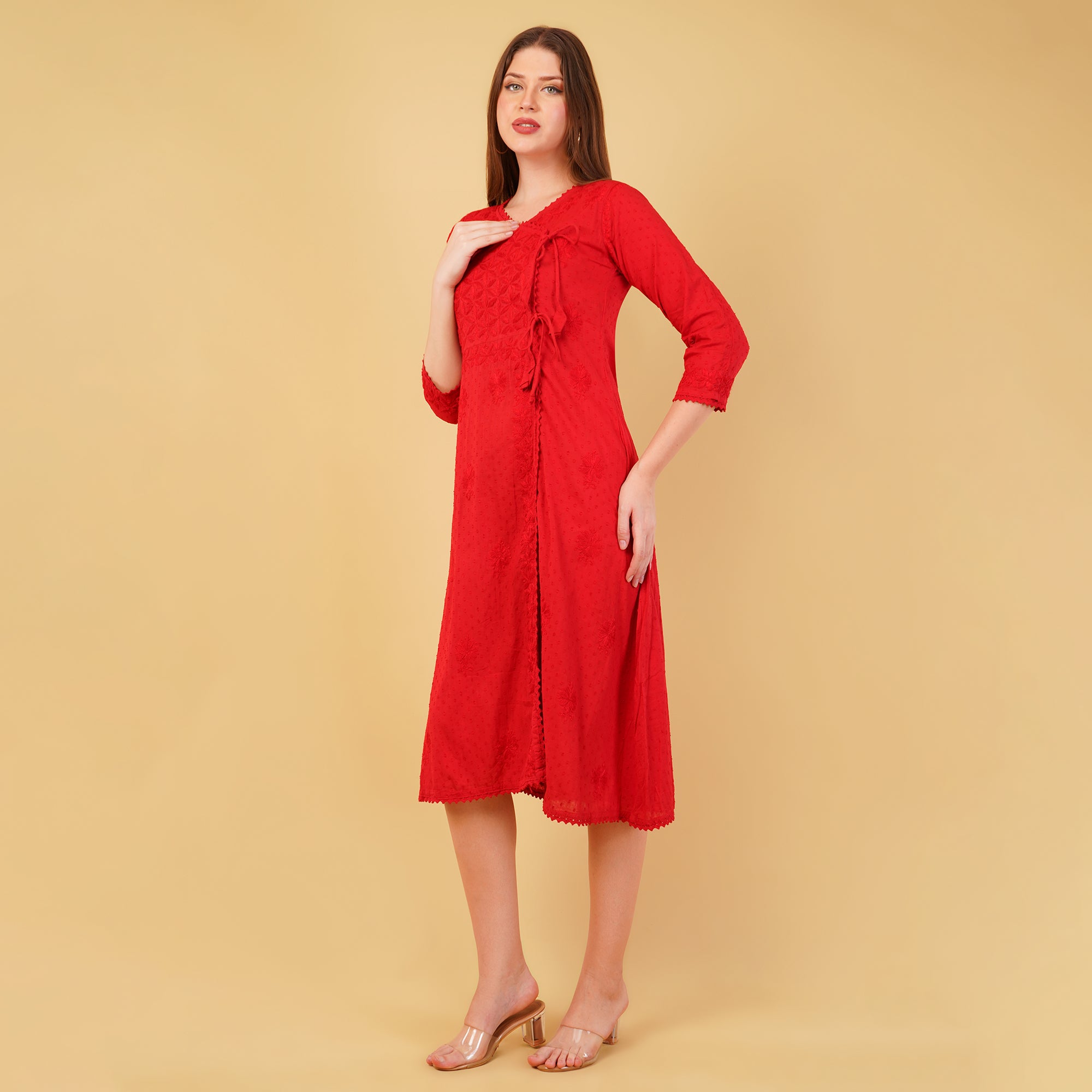 ANGRAKHA CHIKANKARI A-LINE DRESS