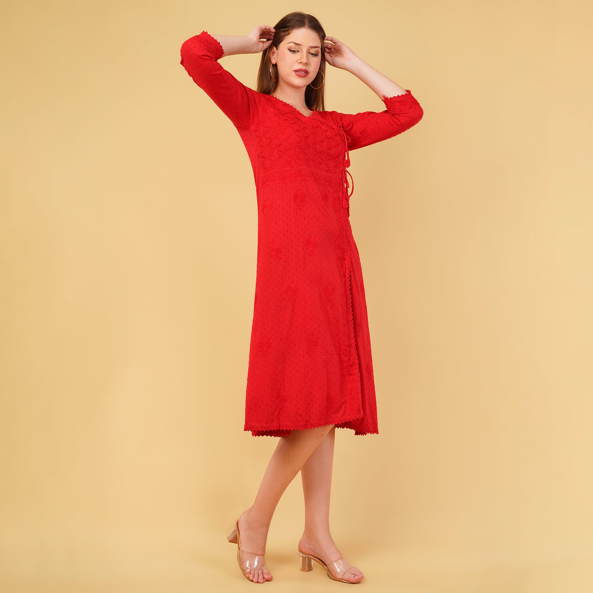 ANGRAKHA CHIKANKARI A-LINE DRESS