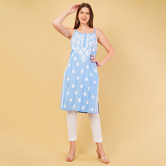 NOODLE STRAP CHIKANAKARI KURTA