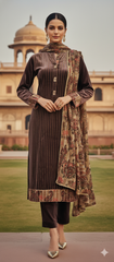 VELVET SUIT WITH PRINTED DUPATTA