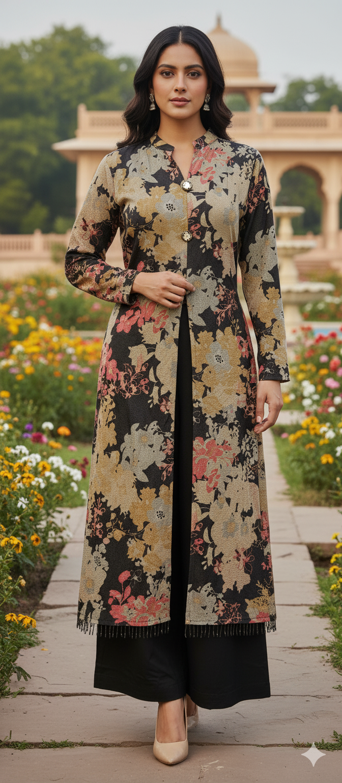 Winter Dress with Floral Print