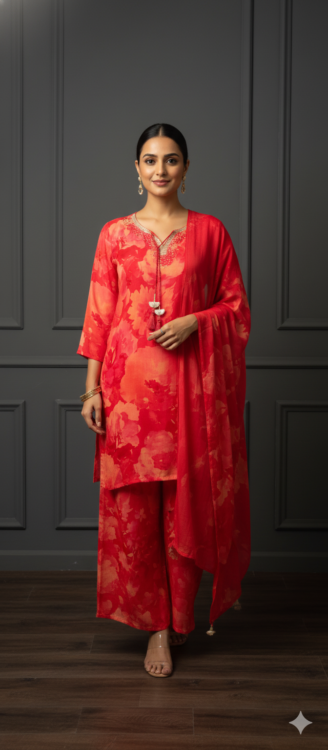 Chiffon Printed Sharara Set