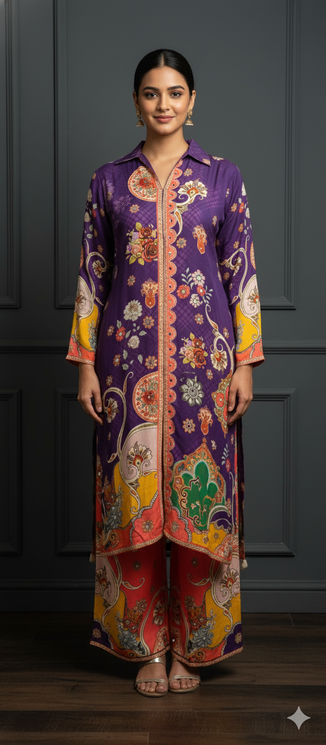 Satin Crepe Printed Coord Set