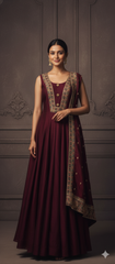 Sleeveless Silk Anarkali